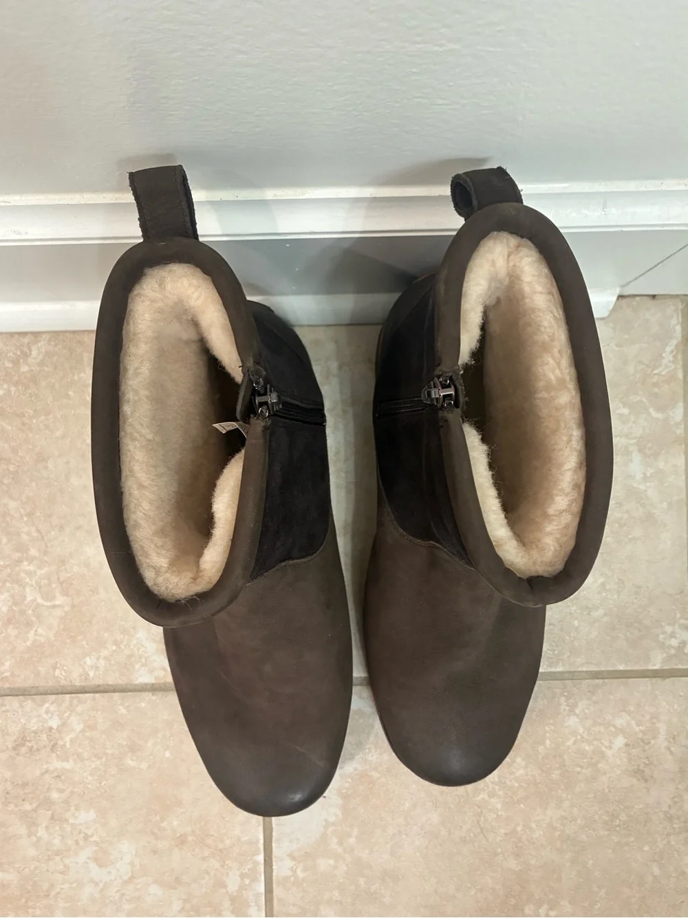 UGG Men's Brown Suede Shearling Ankle Boots